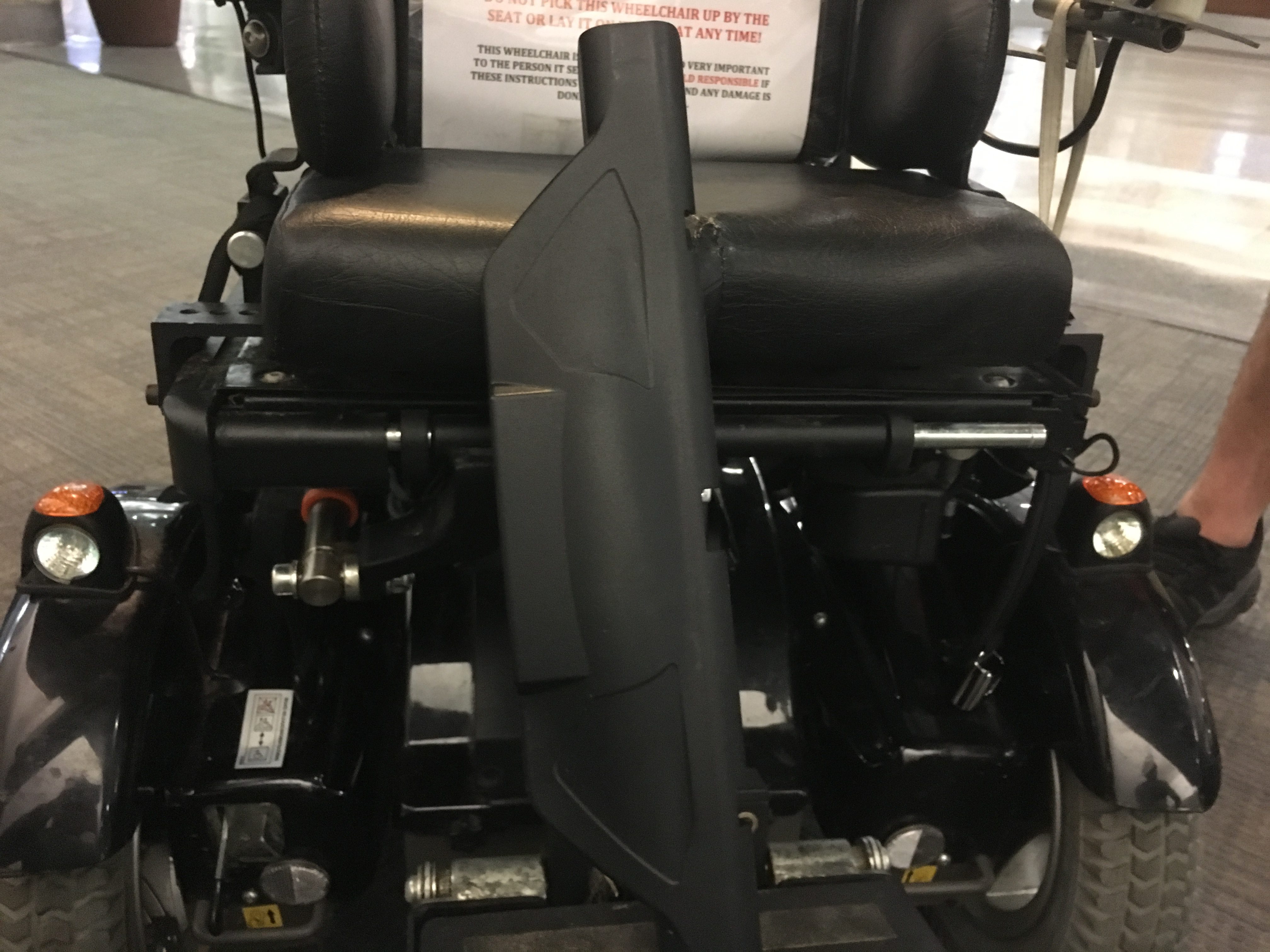 damage to wheelchair from flying